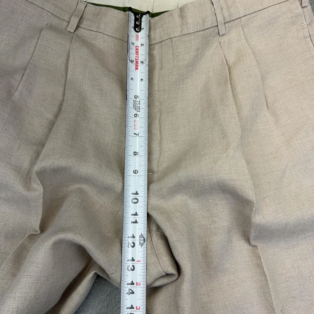 Orvis Pants Mens 36x28 Beige 100% Linen Pleated Dress Trousers Classic Fit
